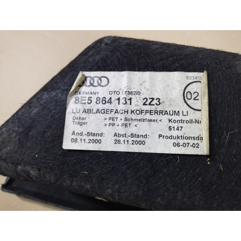 Обшивка багажника (салон) AUDI A4 B6 2003 2.0 ALT 8E58641312Z3