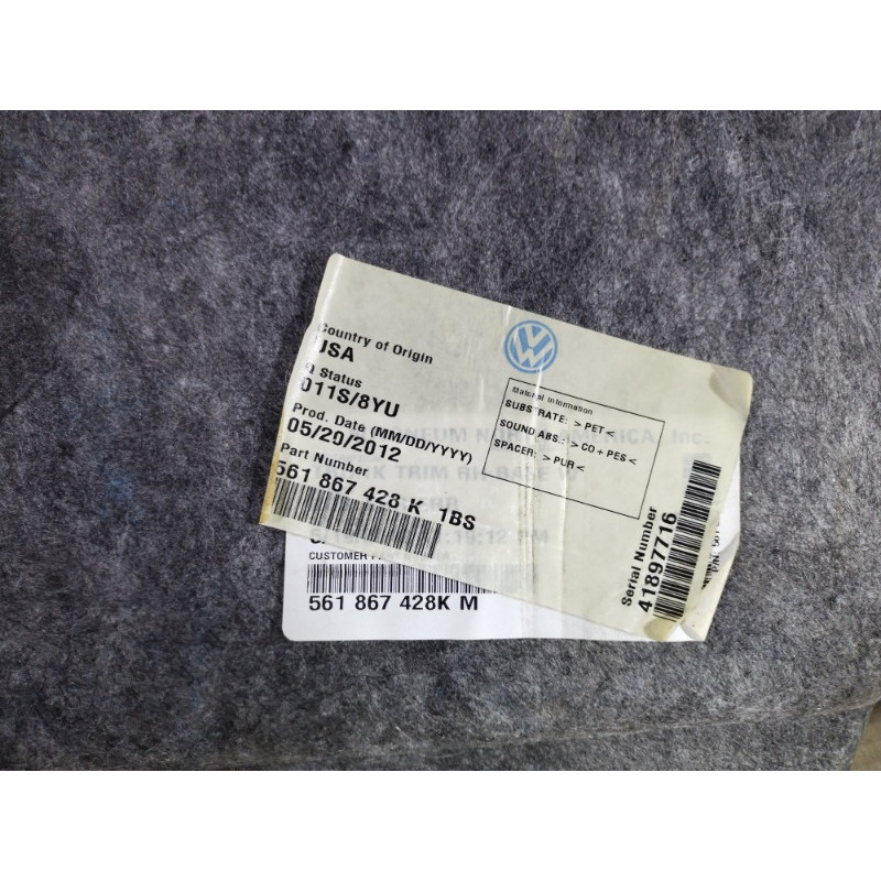 Обшивка багажника (салон) Volkswagen Passat B7 2013 2.5 561867428k