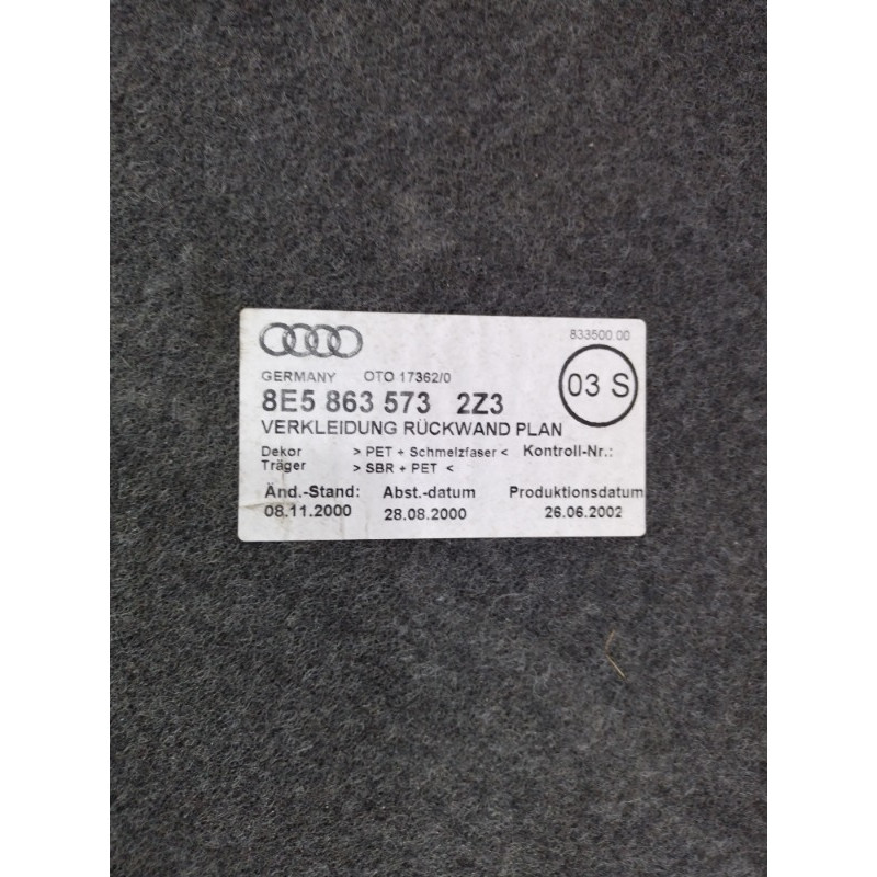 Обшивка багажника (салон) AUDI A4 B6 2.4BDV 8e58635732z3