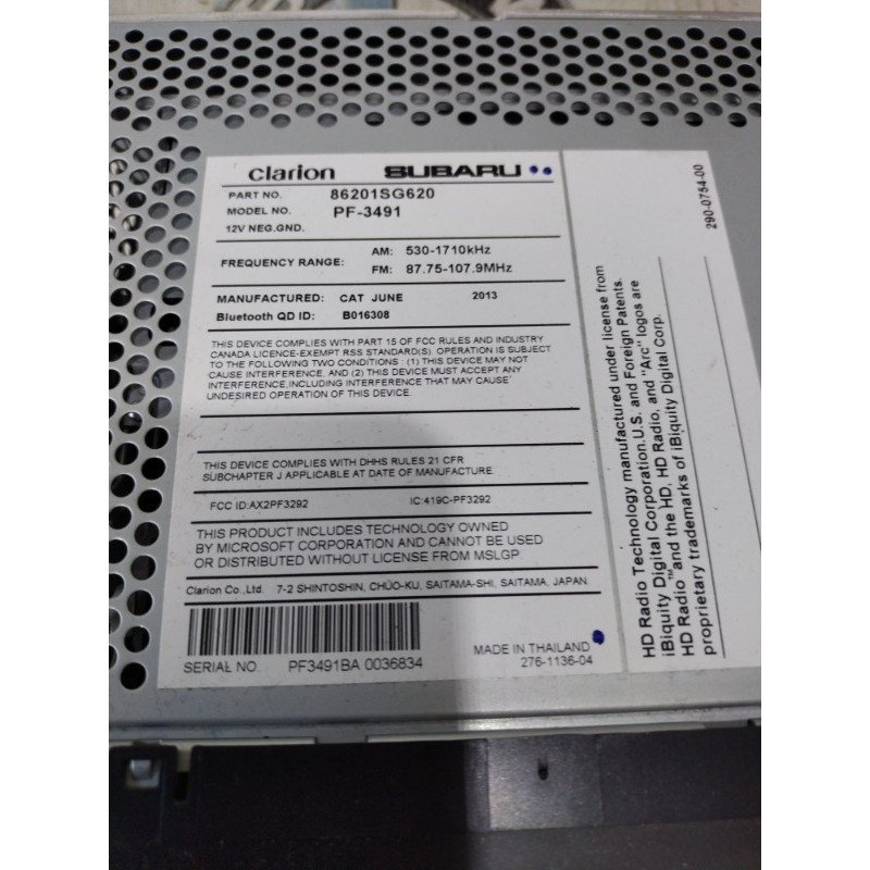 Магнитофон (электрика) Subaru Forester SJ 2014 2.5 86201sg620