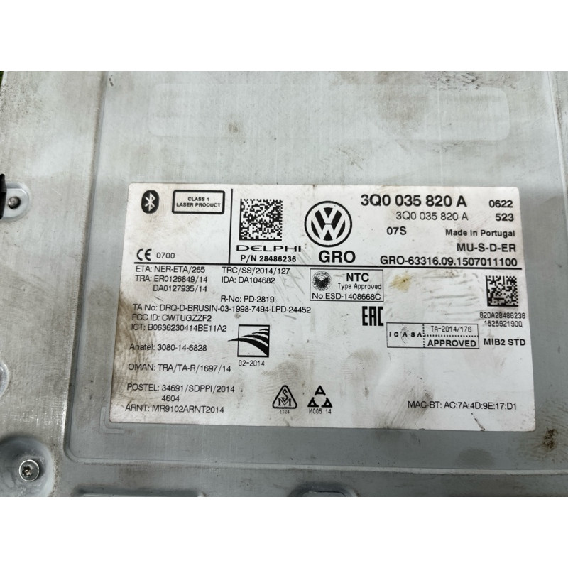 Магнитофон (электрика) Volkswagen Passat B8 2016 2.0 tdi 3Q0035820A