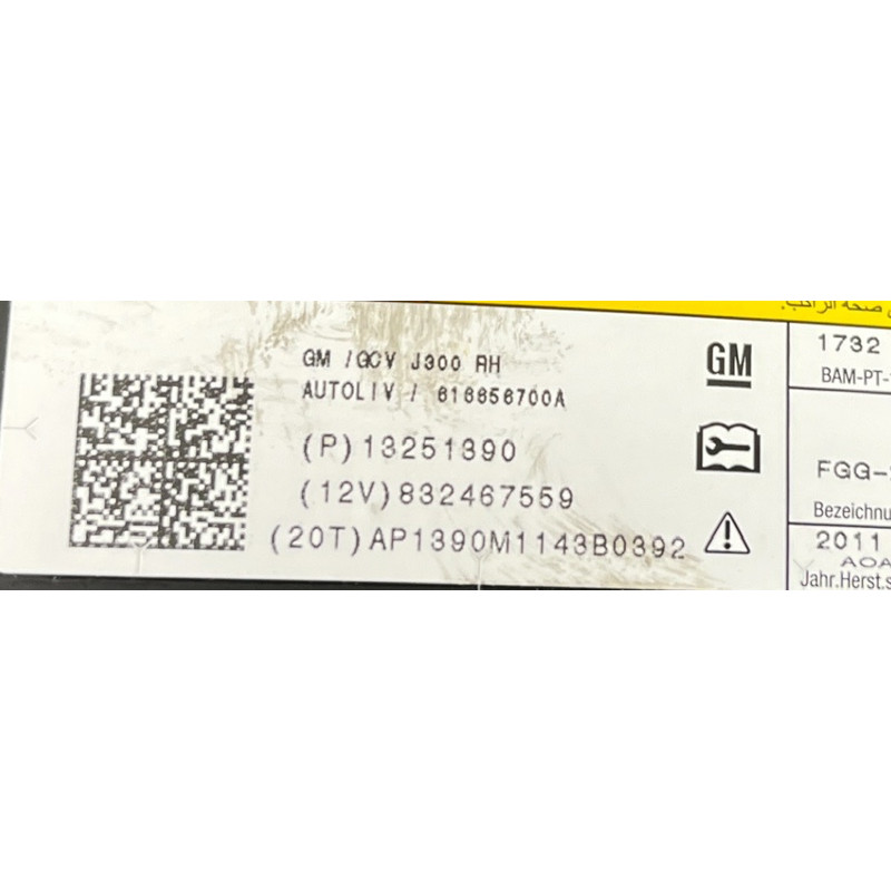 Airbag сидения (airbag/безопасность) CHEVROLET Cruze J300 2011 1.4 13251390