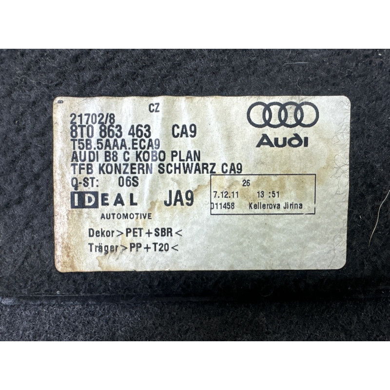 Пол Багажника (салон) AUDI A4 B8 2012 2.0 CAEB 8T0863463CA9
