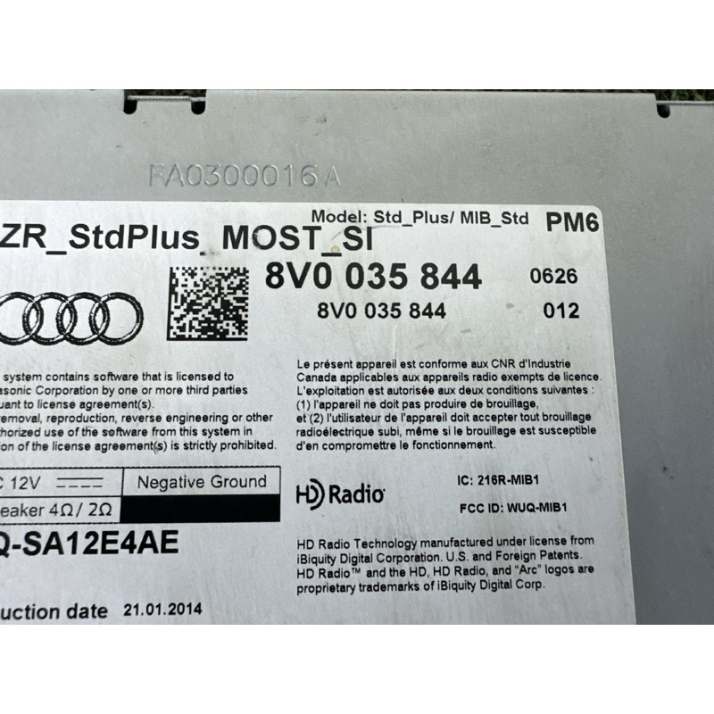 Блок управления мультимедиа (электрика / блоки управления) AUDI A3 8V 2015 1.8 8V0035878